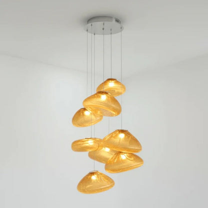 Glazen Hanglamp met Organische Textuur Transparant Rookgrijs Amber