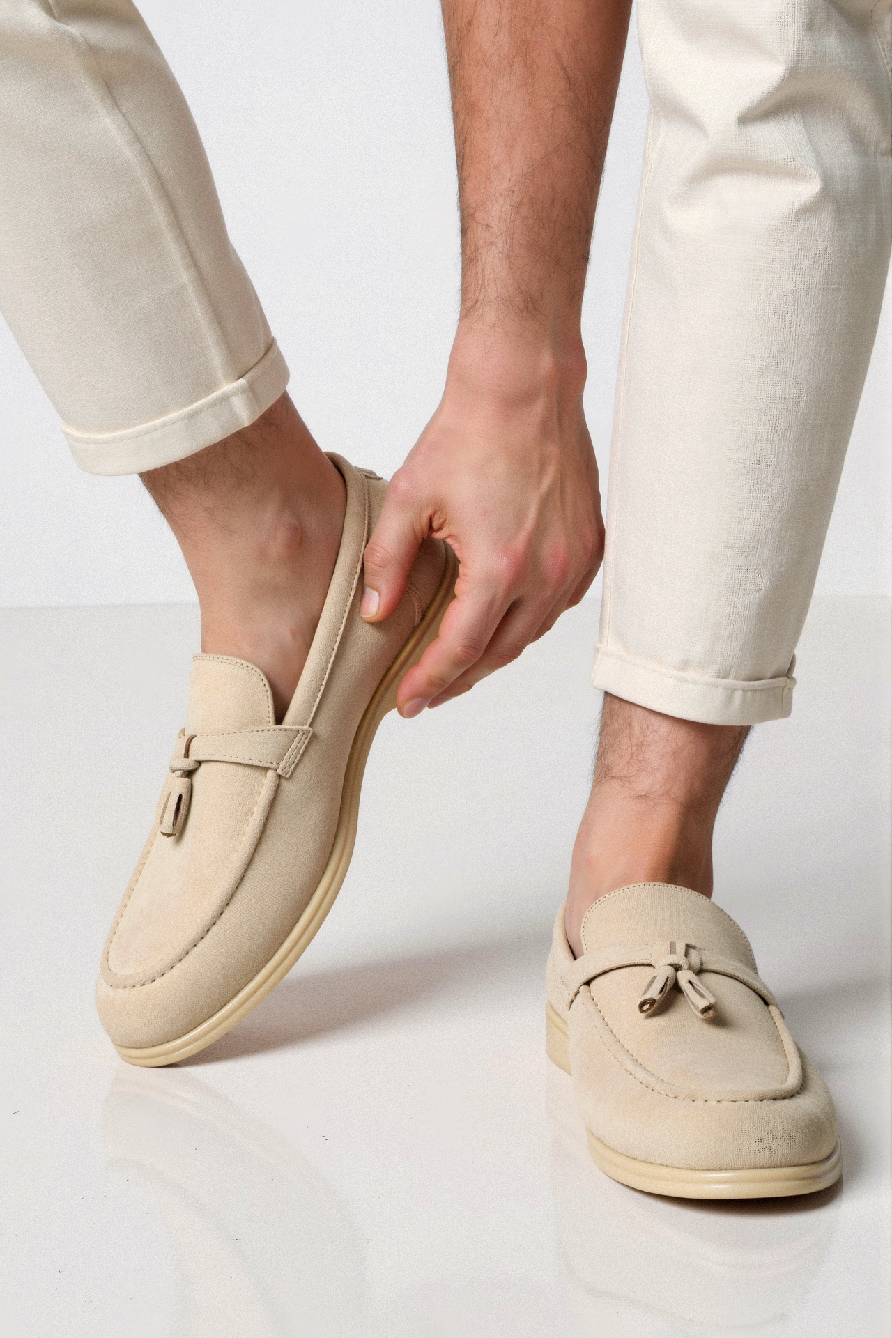 Heren Loafers Slip-on Met Kwasten Zwart Leer