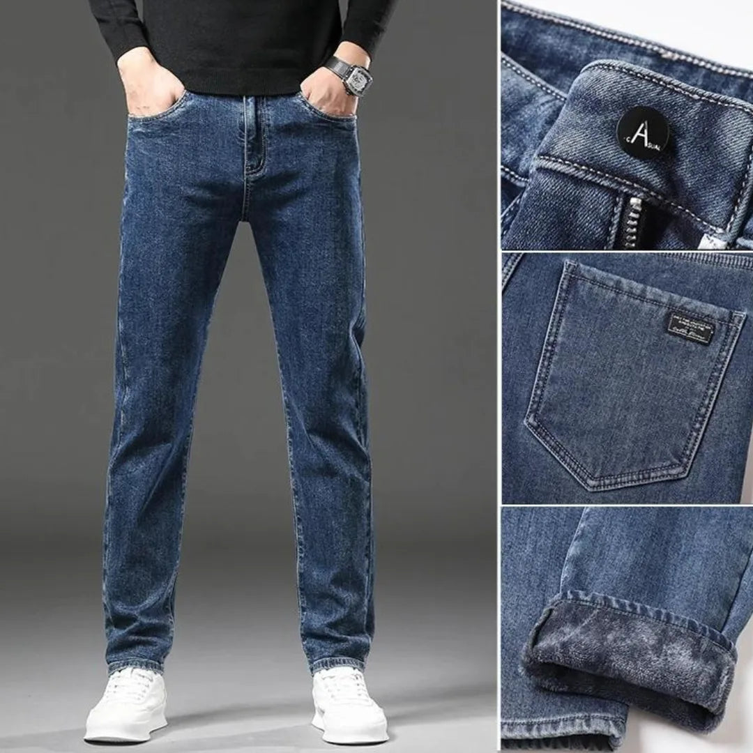 Rechtdoorlopende jeans met fleece voering