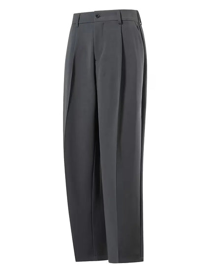 Rechte broek met geplooide details en zijzakken