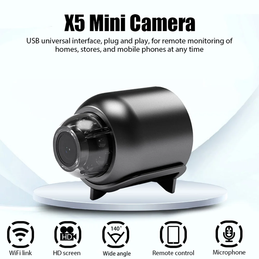Waterdichte Mini Beveiligingscamera met Nachtzicht WiFi 1080P HD 160° Brede Hoek