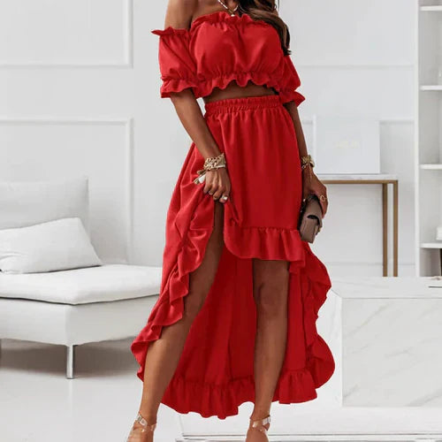 Vrouwen Zomerjurk Ruches Elegant Jurkset