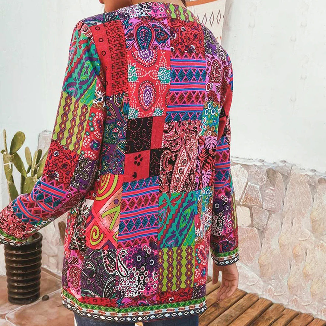 Dames Jas Patchwork Boho Chic Stijl