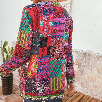 Dames Jas Patchwork Boho Chic Stijl