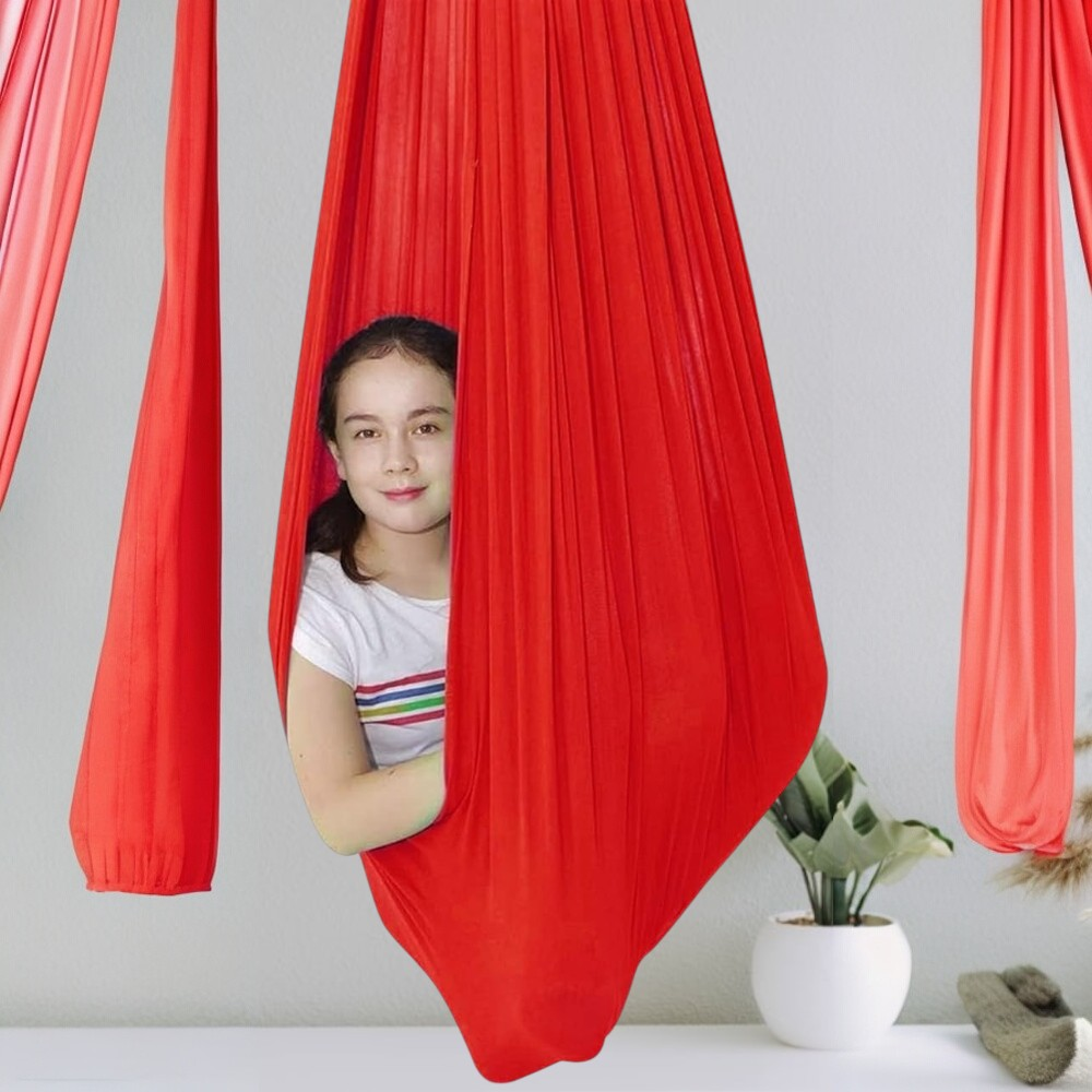 Sensorische Schommel Hangmat Kinderen Elastisch Stof Blauw Grijs Rood Paars 100x280 150x280cm