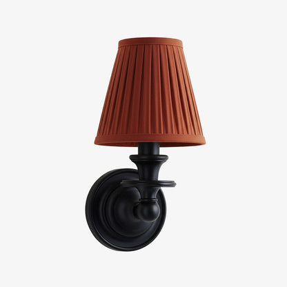 Wandlamp met stoffen kap en zwanenhalsarm – smeedijzeren armatuur met verstelbare leeslamp