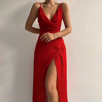 Jurk Maxi Elegance Hoge Split Lange Mouw