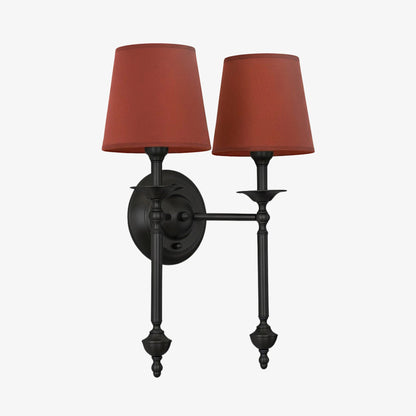 Stoffen Wandlamp met Vintage Koperen Afwerking – Sfeervolle Verlichting voor Hal, Slaapkamer en Woonkamer