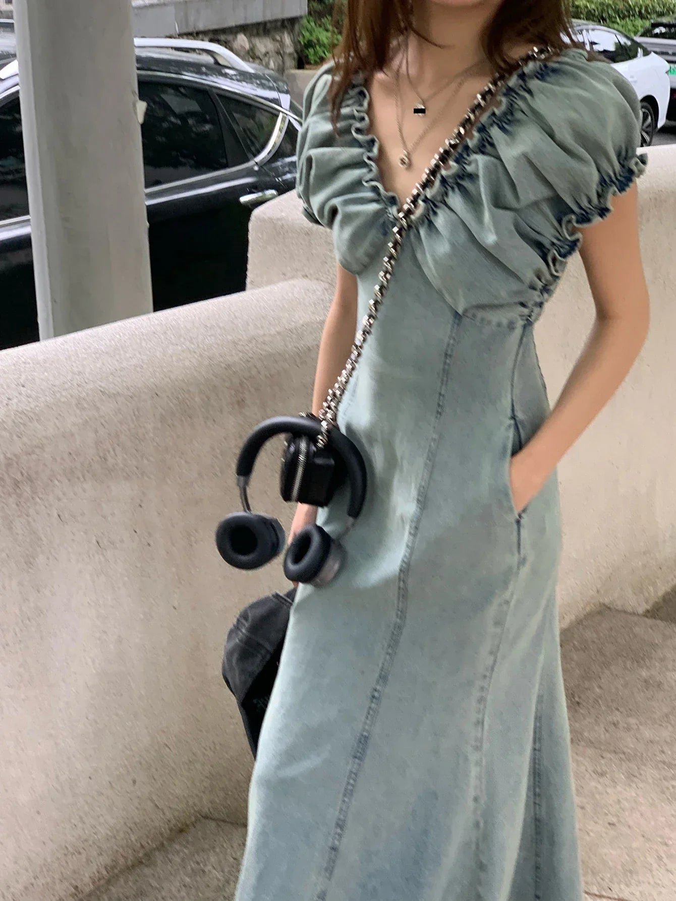 Vrouwen Jurk Pofmouwen Zomerse Elegantie