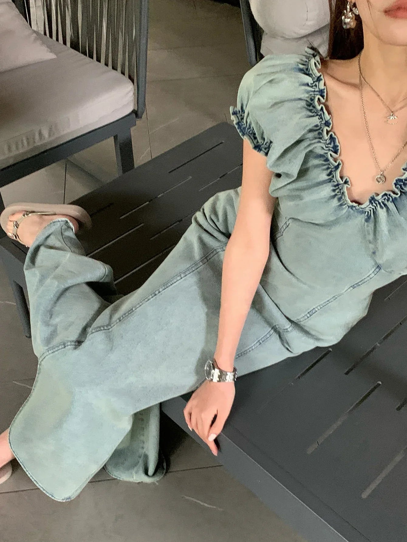 Vrouwen Jurk Pofmouwen Zomerse Elegantie