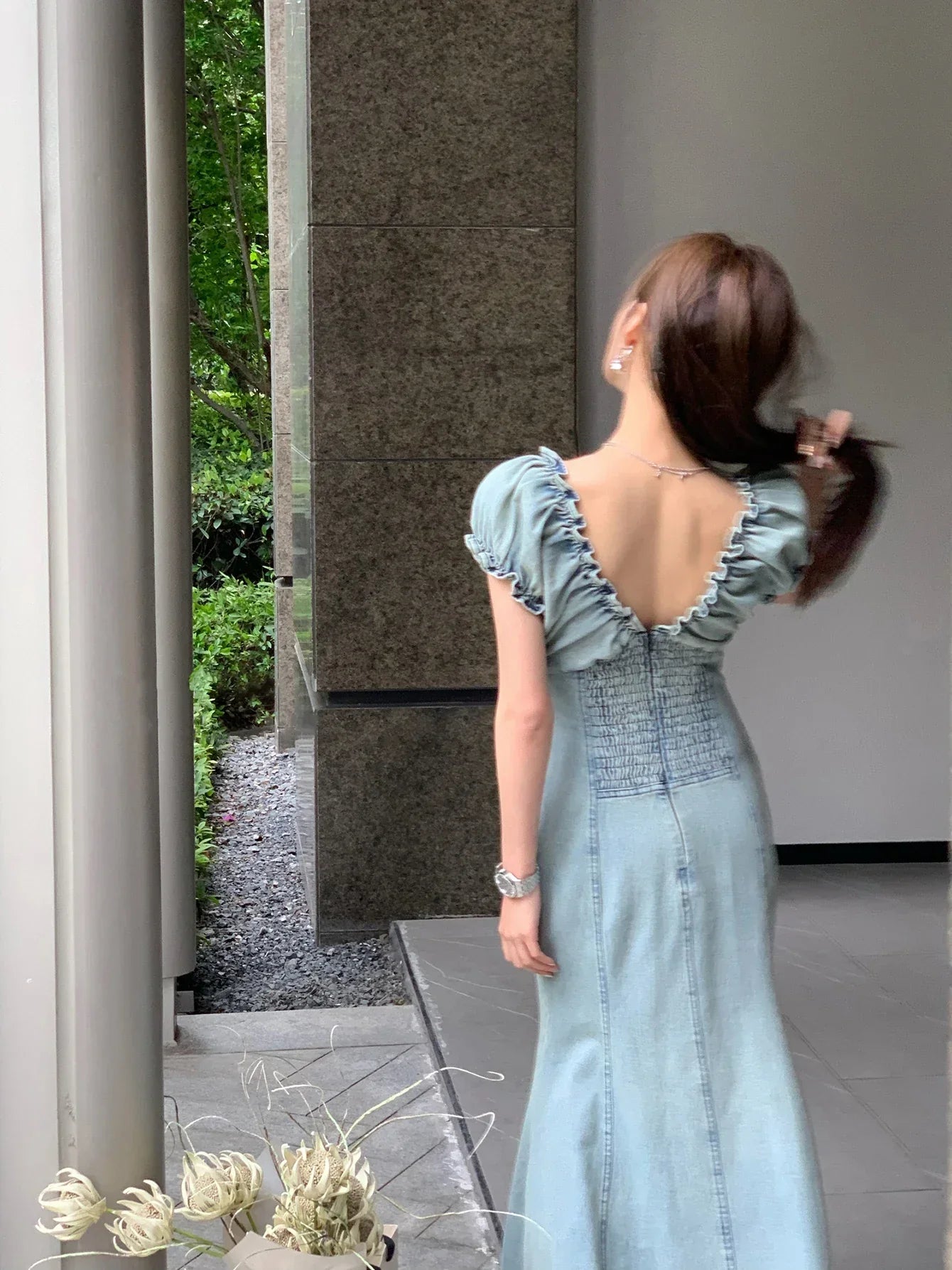 Vrouwen Jurk Pofmouwen Zomerse Elegantie