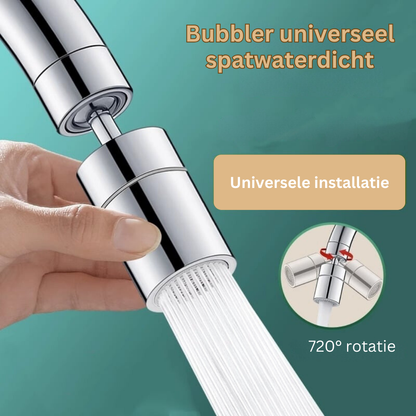 Kraan Spuitmond met 720° Draaibare Kop – Spatvrij Sproeikop met Anti-Spetter Technologie en Dubbele Waterstraal voor Keuken en Badkamer