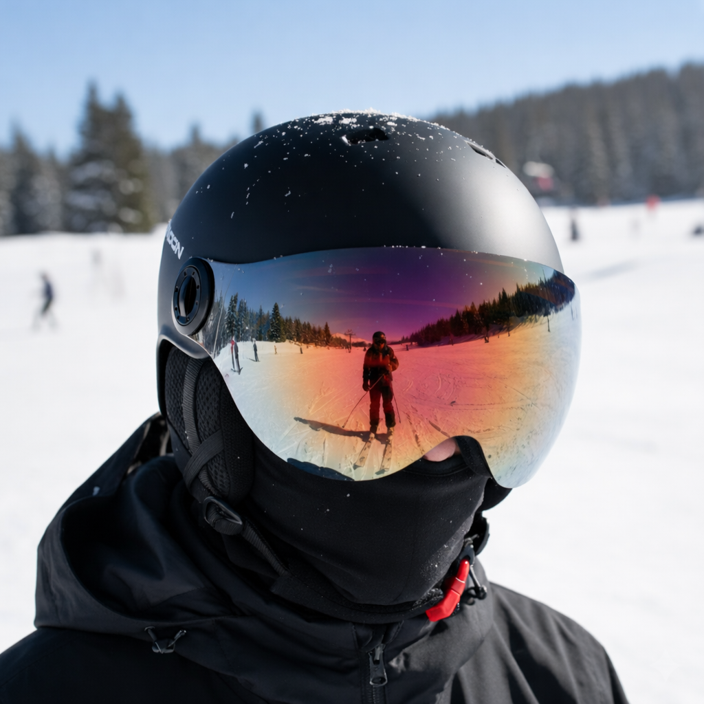 Skihelm PC+EPS Zwart met Vizier Verstelbaar Wintersport Ski Snowboard Beschermhelm met Afneembare Onderdelen