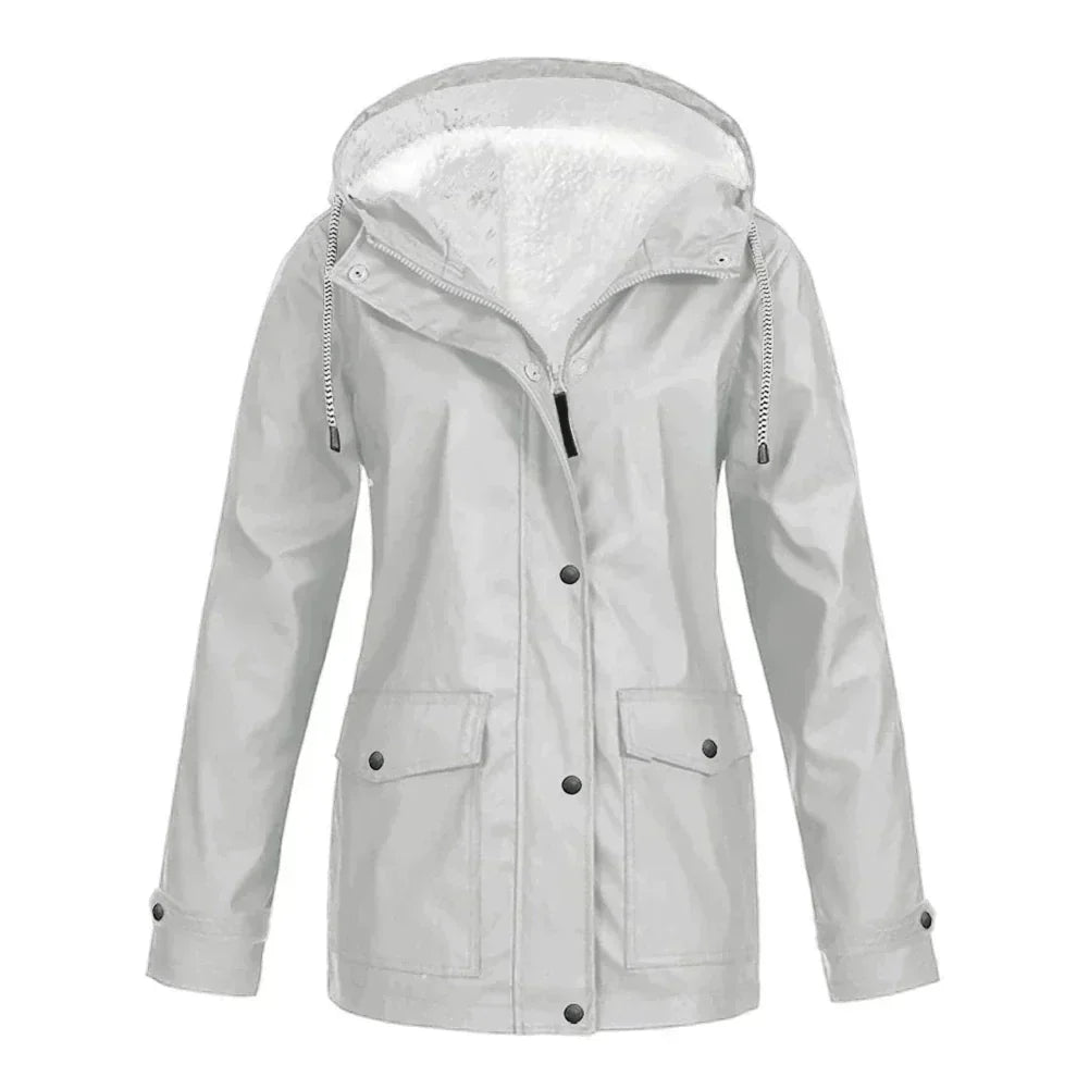 Regenjas met fleece voering en capuchon