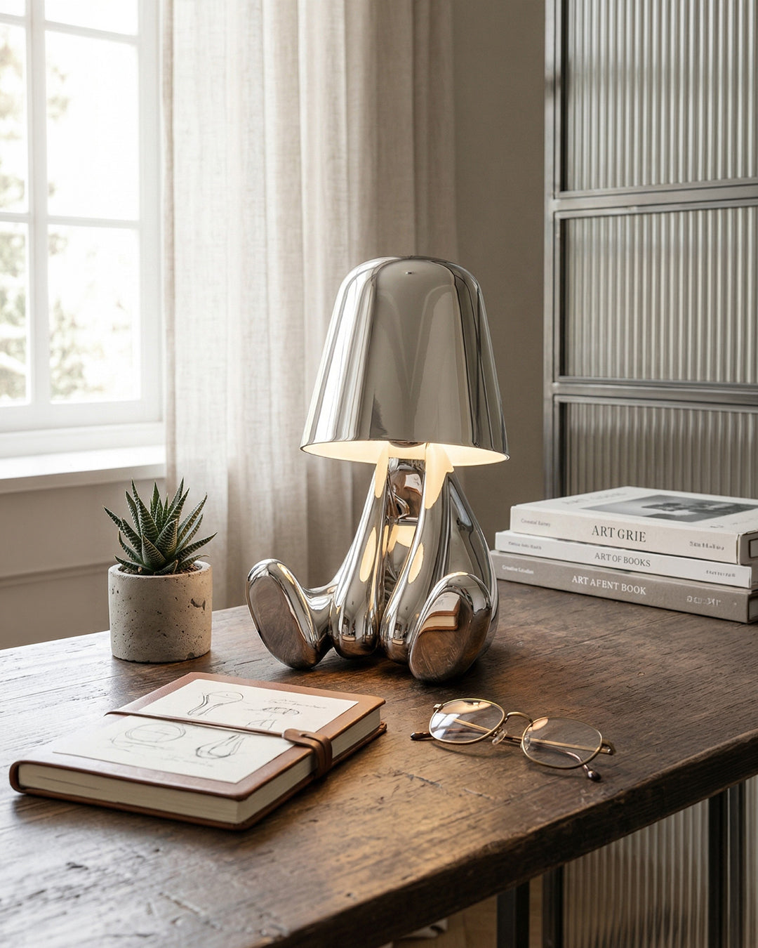 Metalen Tafellamp Sculptuur Figuur Sfeerlicht Touch Dimbaar LED Nachtlampje Goud Zilver Modern Design Decoratief