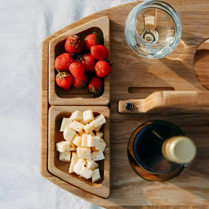 Picknicktafel Hout Met Wijnhouder Opvouwbaar Draagbaar 31x36x26cm