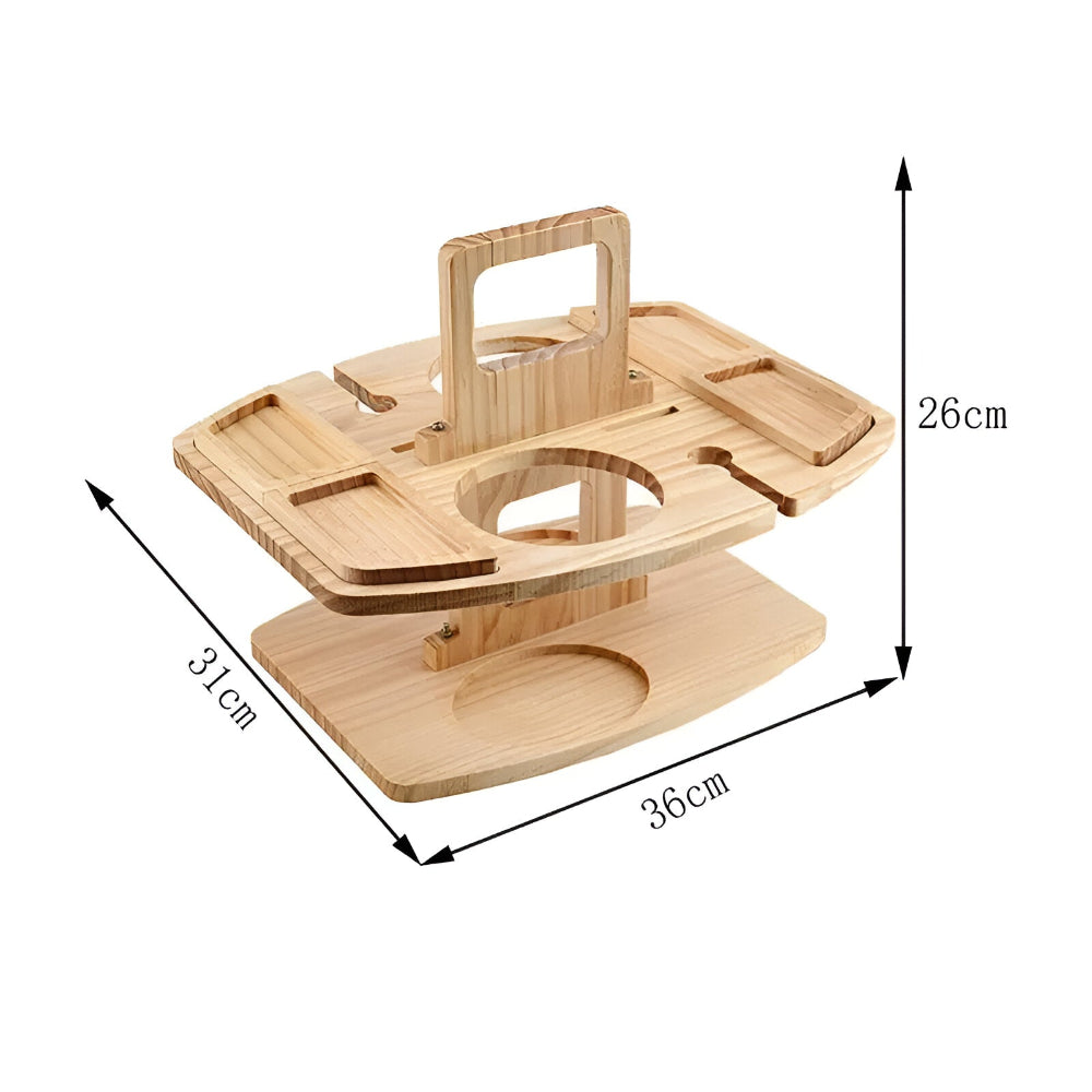 Picknicktafel Hout Met Wijnhouder Opvouwbaar Draagbaar 31x36x26cm
