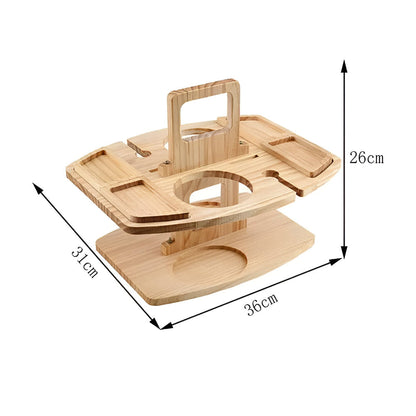 Picknicktafel Hout Met Wijnhouder Opvouwbaar Draagbaar 31x36x26cm