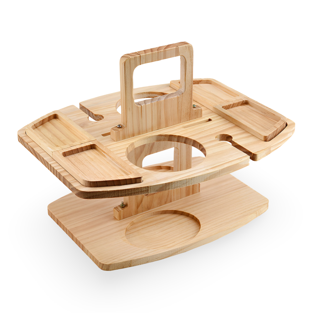 Picknicktafel Hout Met Wijnhouder Opvouwbaar Draagbaar 31x36x26cm
