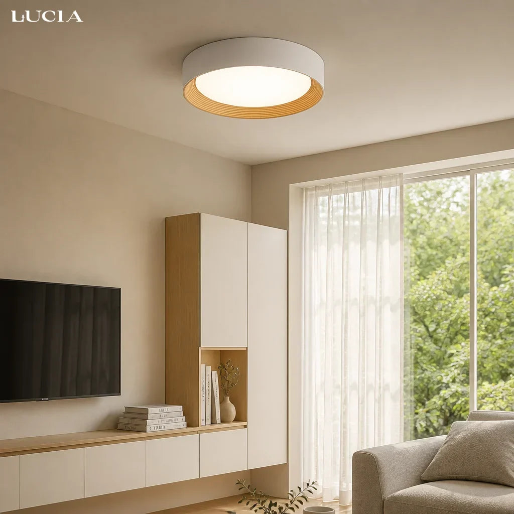 LED Plafondlamp Keuken Rond met Houten Rand – Warm Licht Opbouwlamp – Plafondverlichting voor Keuken Gang en Overloop