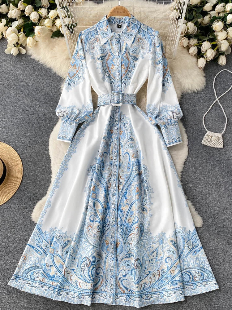 Vrouwen Jurk Retro Bedrukt Feestjurk Korte Rok