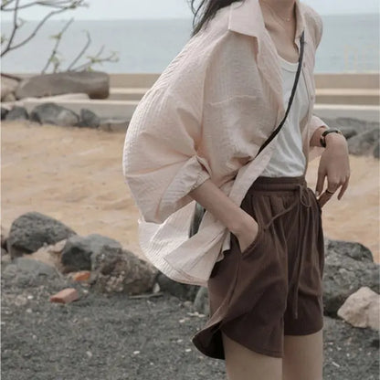 Vrouwelijke Katoenen Blouse Zomerse Linnen Stijl - StudioMarella