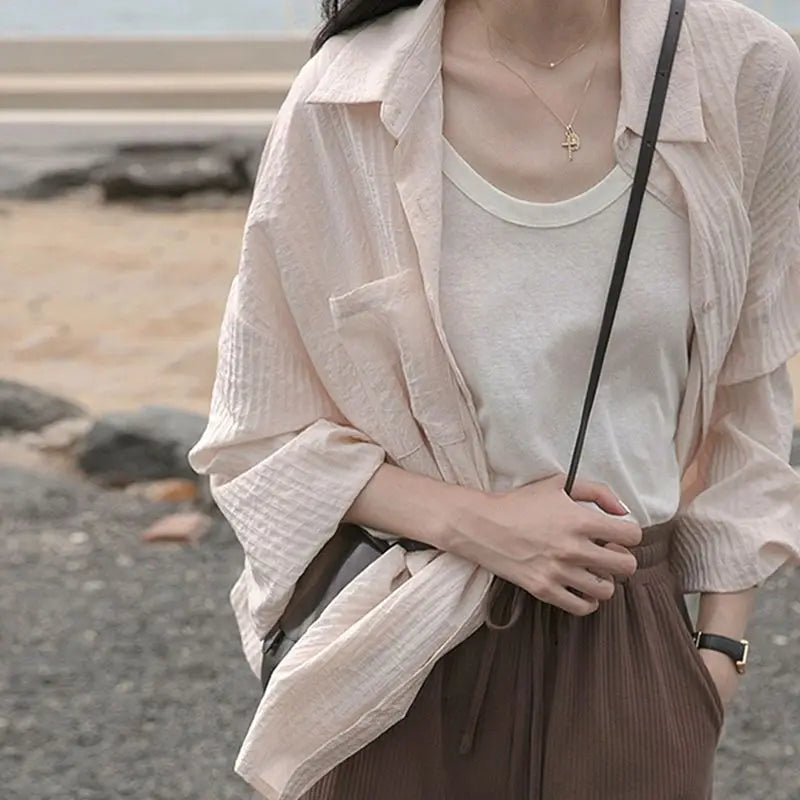 Vrouwelijke Katoenen Blouse Zomerse Linnen Stijl