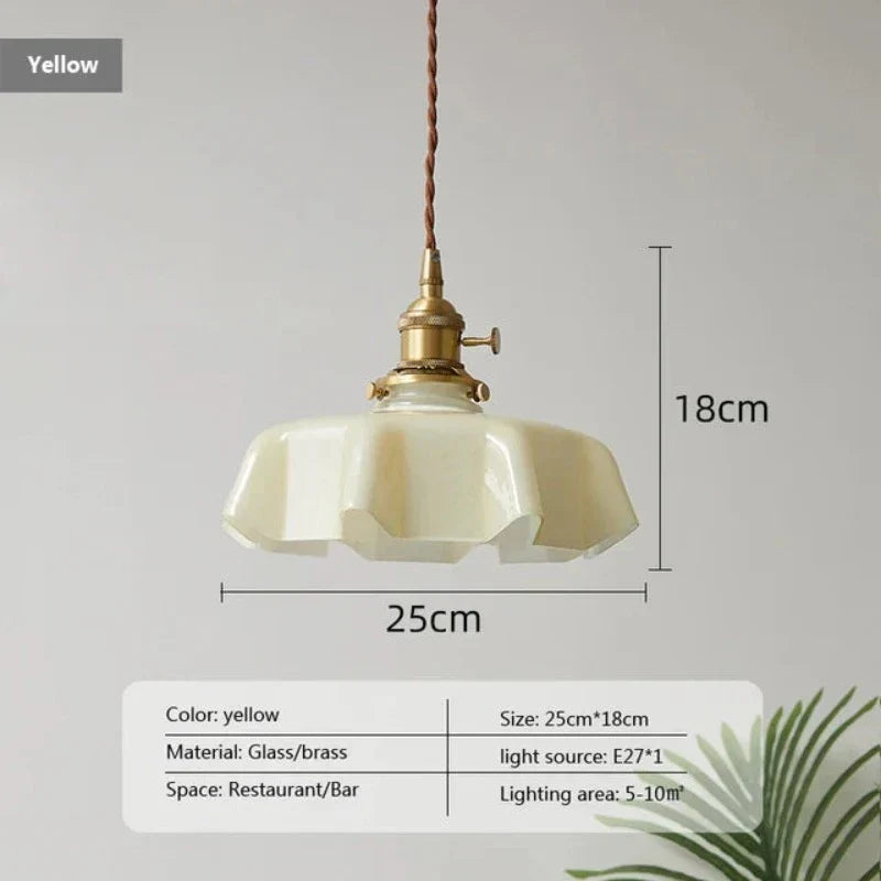 Hanglamp Messing Glas Vintage Frans Stijl Keuken Woonkamer Eettafel Pendellamp
