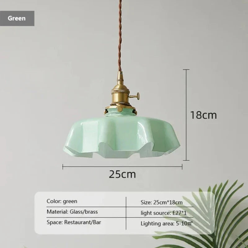 Hanglamp Messing Glas Vintage Frans Stijl Keuken Woonkamer Eettafel Pendellamp