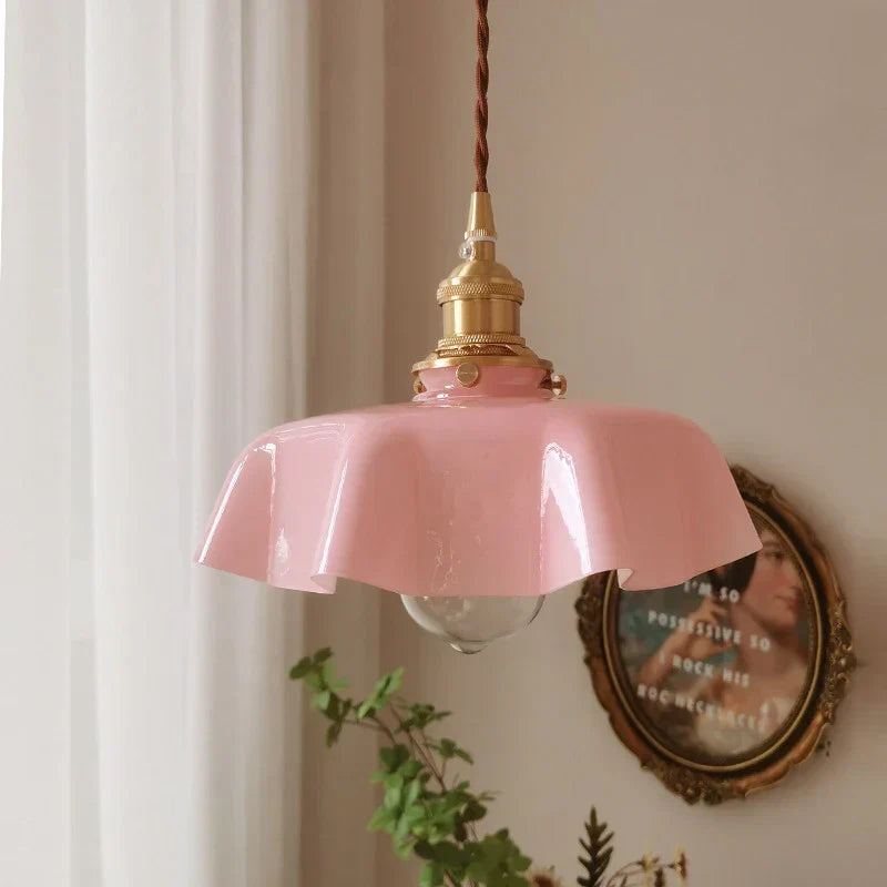 Hanglamp Messing Glas Vintage Frans Stijl Keuken Woonkamer Eettafel Pendellamp