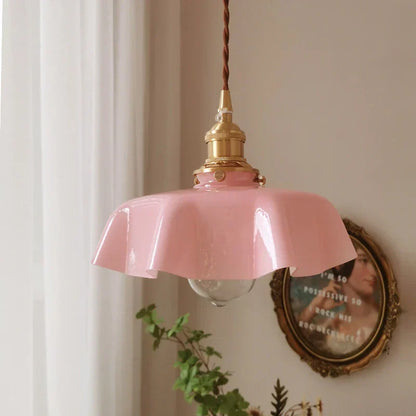 Hanglamp Messing Glas Vintage Frans Stijl Keuken Woonkamer Eettafel Pendellamp