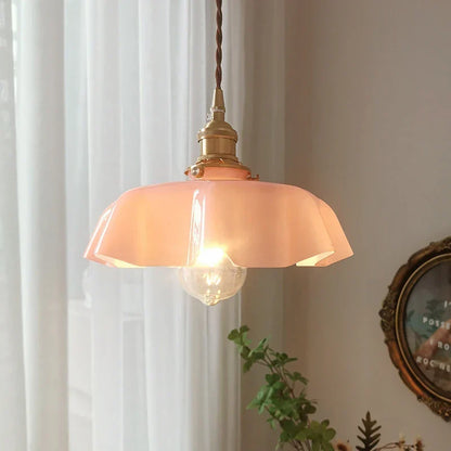 Hanglamp Messing Glas Vintage Frans Stijl Keuken Woonkamer Eettafel Pendellamp