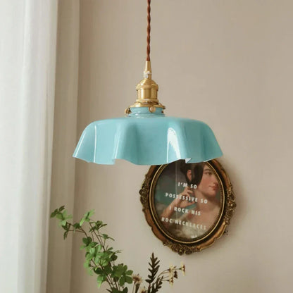 Hanglamp Messing Glas Vintage Frans Stijl Keuken Woonkamer Eettafel Pendellamp
