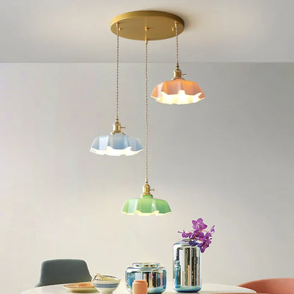 Hanglamp Messing Glas Vintage Frans Stijl Keuken Woonkamer Eettafel Pendellamp