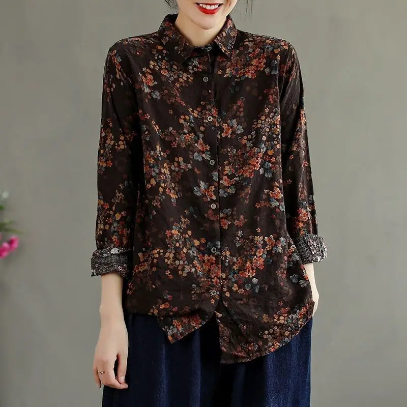 Bloemenprint Shirt van Katoen en Linnen Zomer Stijl