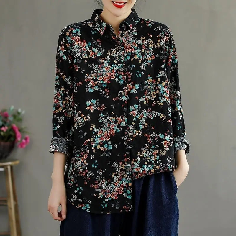Bloemenprint Shirt van Katoen en Linnen Zomer Stijl