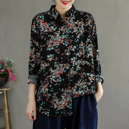 Bloemenprint Shirt van Katoen en Linnen Zomer Stijl
