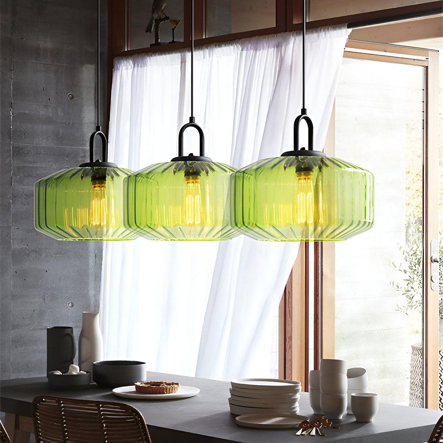 Hanglamp Gekleurd Glas Retro Nordic Ø28cm E27 3000K Keuken