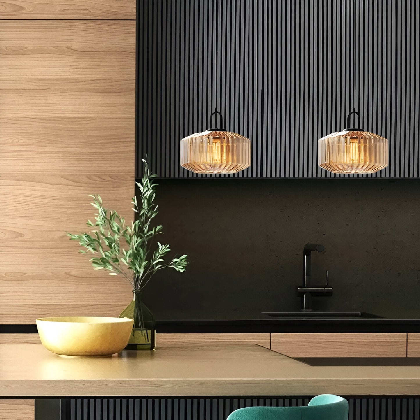 Hanglamp Gekleurd Glas Retro Nordic Ø28cm E27 3000K Keuken