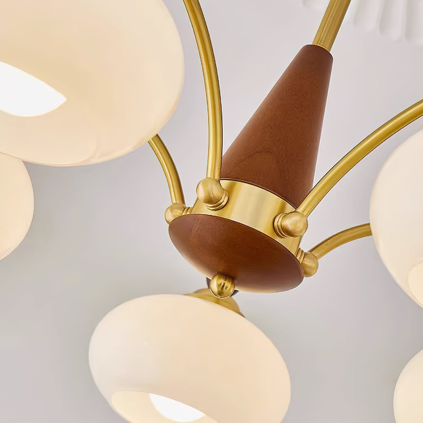 Retro Calliope Kroonluchter – Metalen Hanglamp met Glazen Kappen – 3, 5 of 8 Lichtpunten – Klassiek Vintage Design voor Eetkamer en Woonkamer