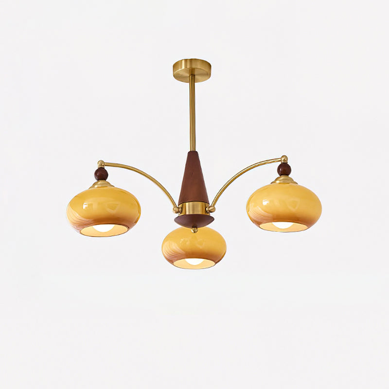 Retro Calliope Kroonluchter – Metalen Hanglamp met Glazen Kappen – 3, 5 of 8 Lichtpunten – Klassiek Vintage Design voor Eetkamer en Woonkamer