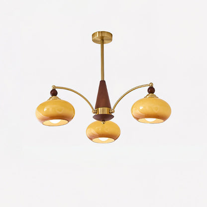 Retro Calliope Kroonluchter – Metalen Hanglamp met Glazen Kappen – 3, 5 of 8 Lichtpunten – Klassiek Vintage Design voor Eetkamer en Woonkamer