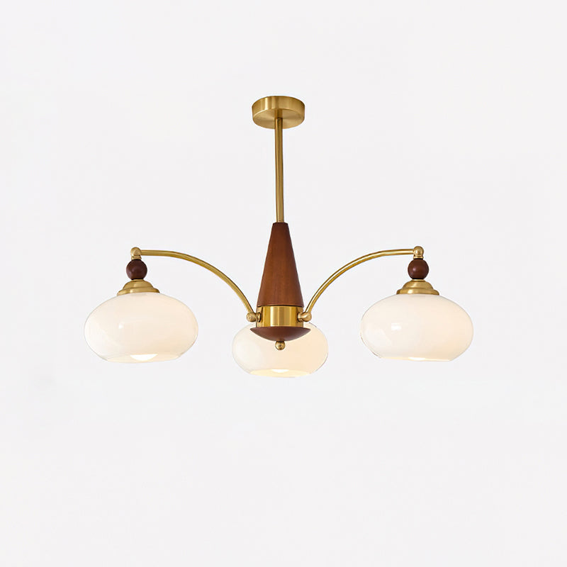 Retro Calliope Kroonluchter – Metalen Hanglamp met Glazen Kappen – 3, 5 of 8 Lichtpunten – Klassiek Vintage Design voor Eetkamer en Woonkamer