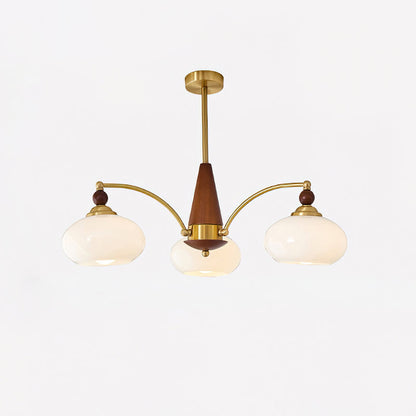 Retro Calliope Kroonluchter – Metalen Hanglamp met Glazen Kappen – 3, 5 of 8 Lichtpunten – Klassiek Vintage Design voor Eetkamer en Woonkamer