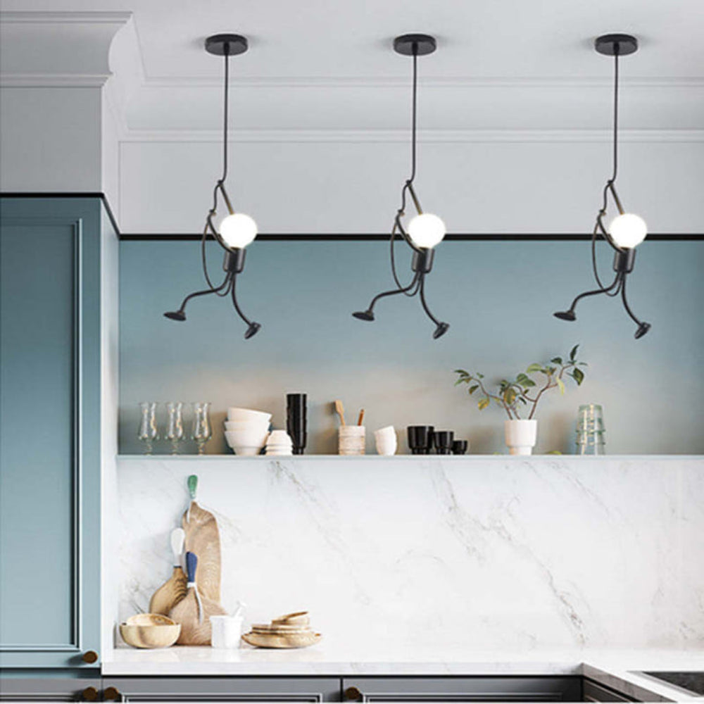Vintage Metalen Plafondlamp Retro Design Bruin Verstelbare Hanger voor Woonkamer Kinderkamer