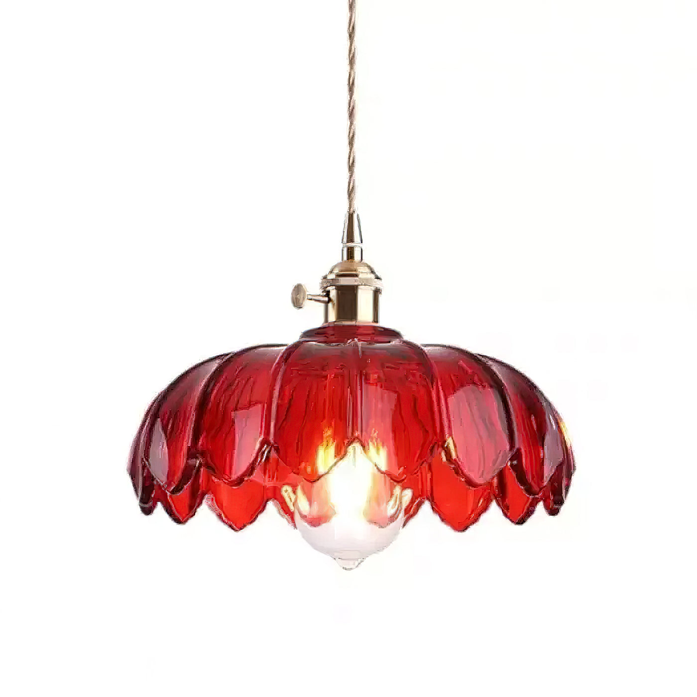 Retro Hanglamp met Bloembladkap en Messing Armatuur – Vintage Elegantie in Zes Glaskleuren – Enkele of Drievoudige Lichtpunten