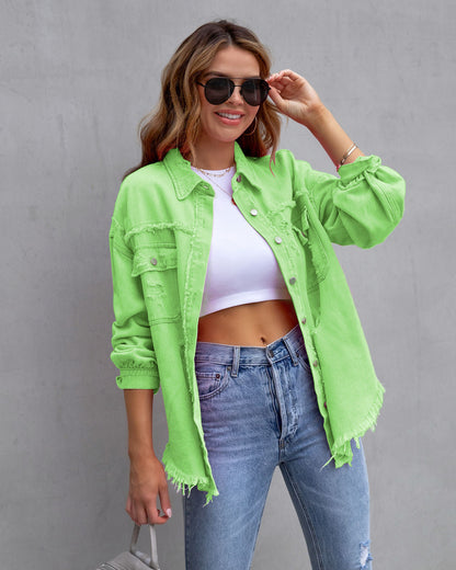 Scheurende Denim Jacket Urban Stijl