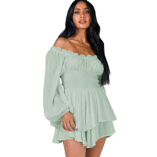 Vrouwelijke Off Shoulder Jurk met Lange Mouwen Elegance - StudioMarella