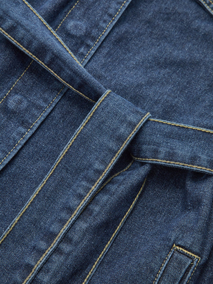 Dames Denim Jas Regular Fit met Riem Blauw