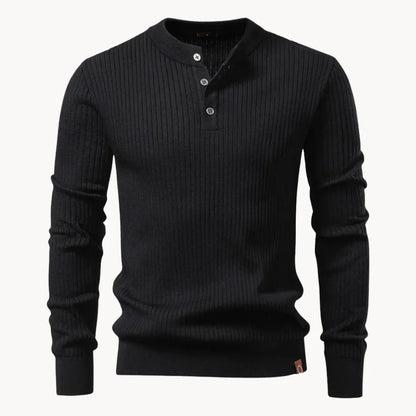 Heren Trui Ribbrei Ronde Hals Knoopsluiting Casual - StudioMarella